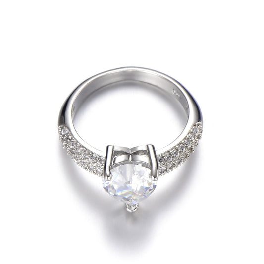 Eight Hearts Arrows Heart-shaped Zircon White Rings