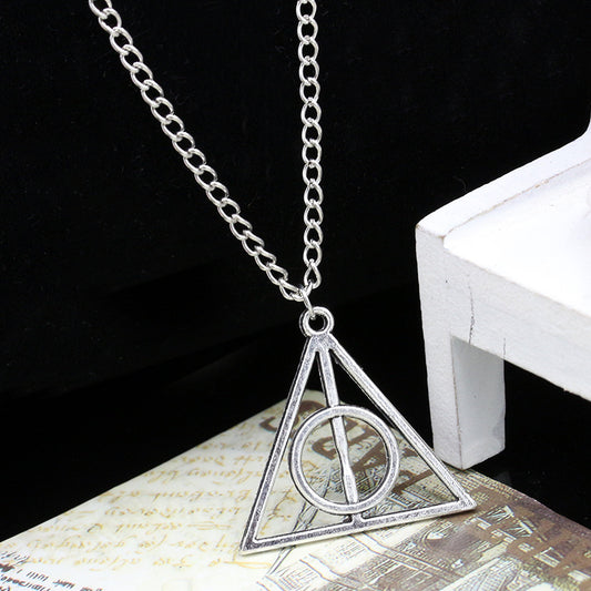 Harry Potter Triangle Round Vintage Ornament Necklaces