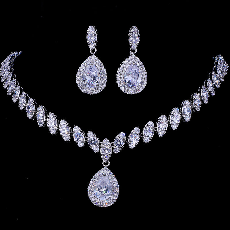 Formal Dress Zircon Water Drops Inlaid Jewelry Set