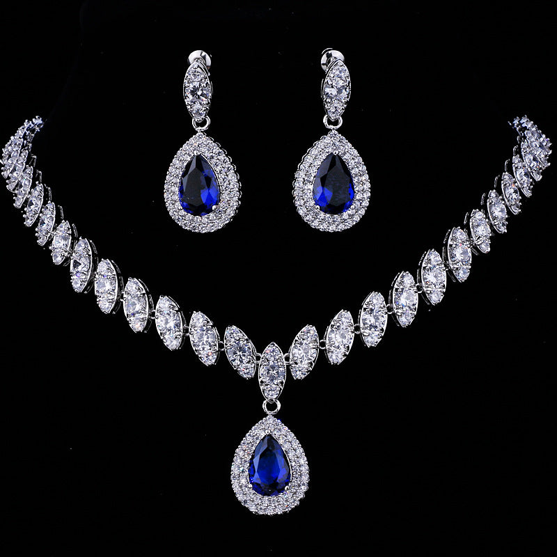 Formal Dress Zircon Water Drops Inlaid Jewelry Set