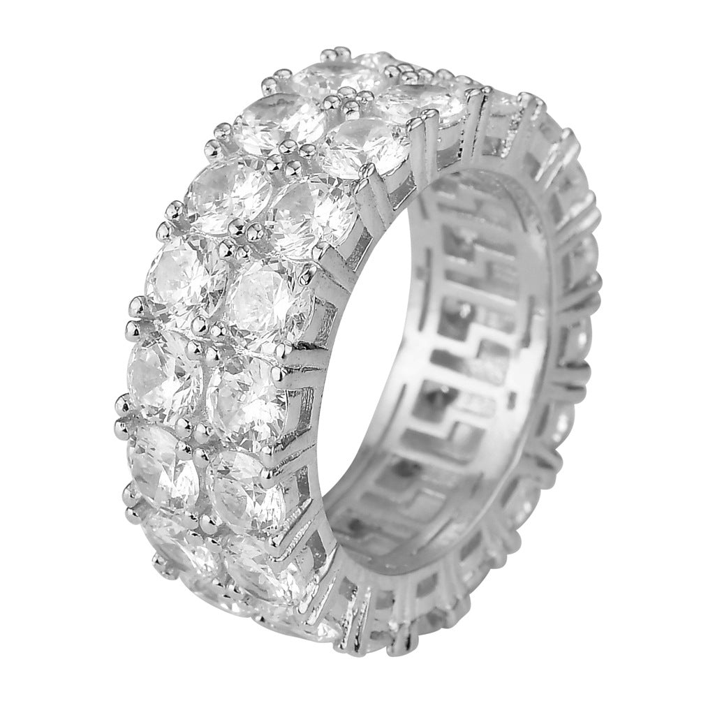 Men's Hop Fashion Micro Inlaid Zircon Double Rings