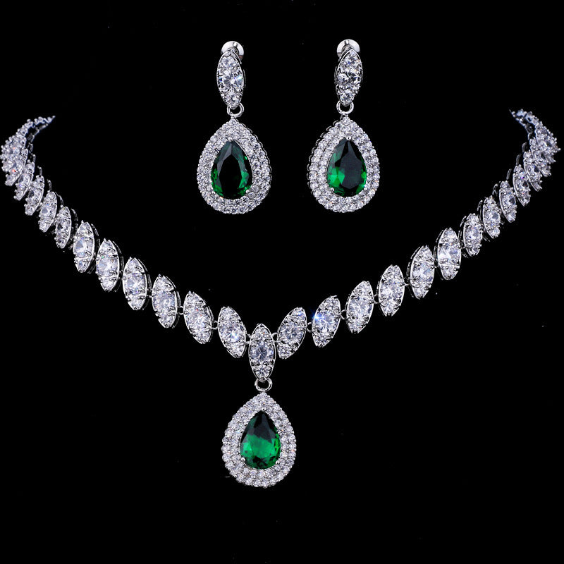 Formal Dress Zircon Water Drops Inlaid Jewelry Set