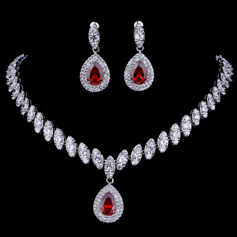 Formal Dress Zircon Water Drops Inlaid Jewelry Set