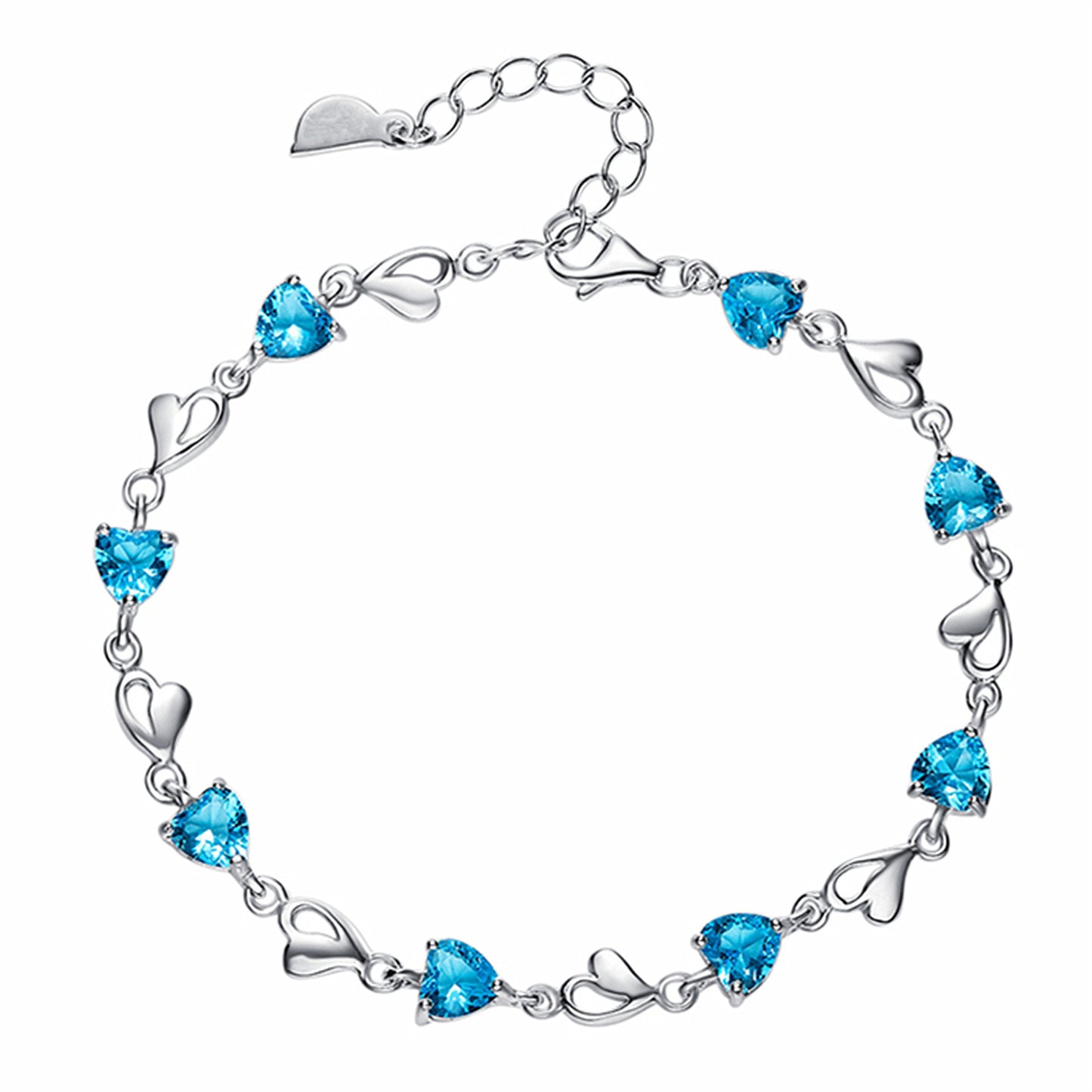 Blue Diamond Heart-shaped Zircon Female Birthday Bracelets