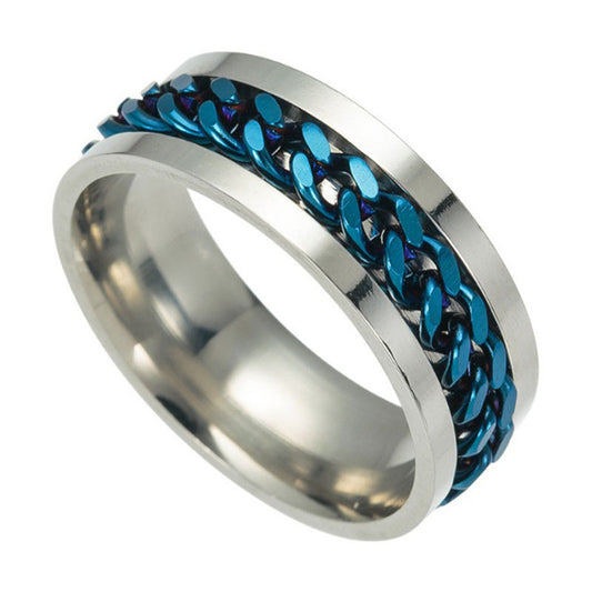 Men's Stainless Steel Rotating Decompression Chain Titanium Cool Rings