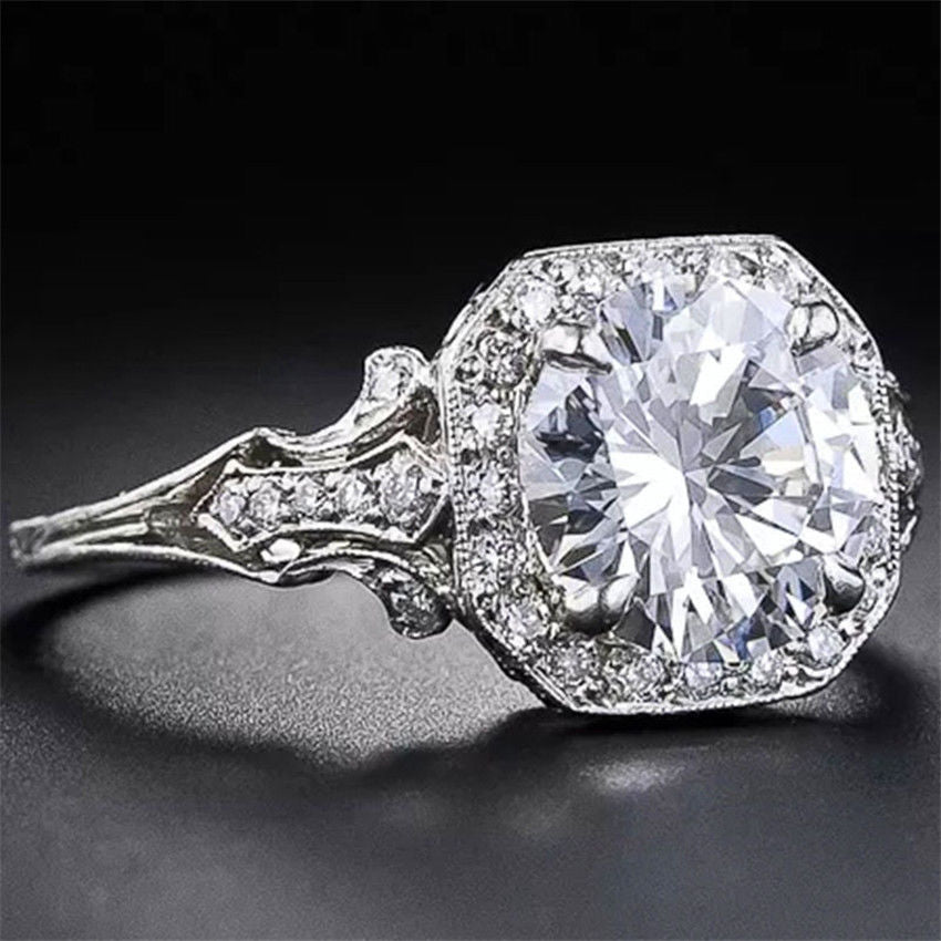 Eight Hearts Arrows Zircon Female Sier Rings