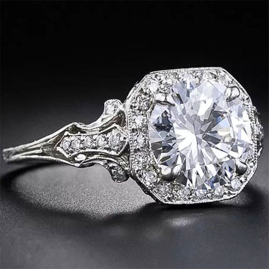Eight Hearts Arrows Zircon Female Sier Rings