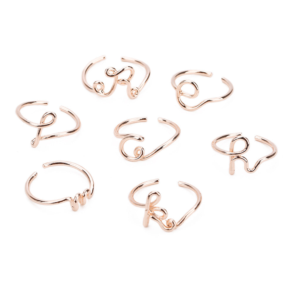 Women's Letters Full Letter Fashion Rose Gold Rings