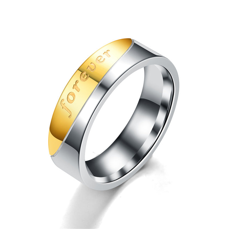 Classic Fashion Couple Flat Golden Love Rings