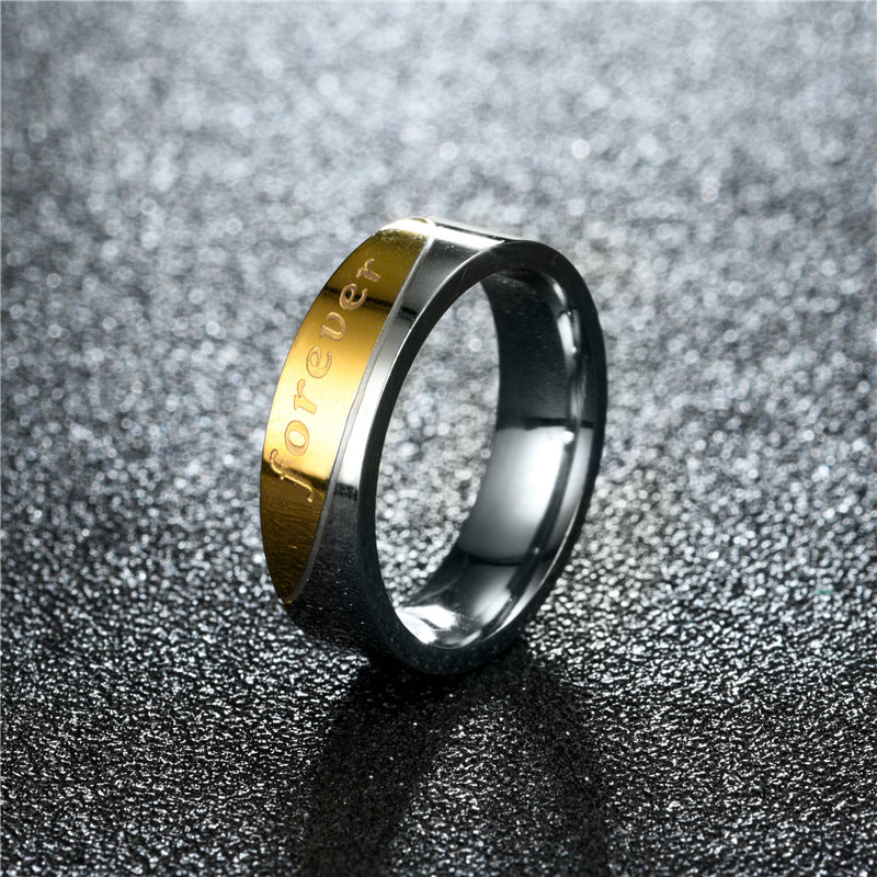 Classic Fashion Couple Flat Golden Love Rings