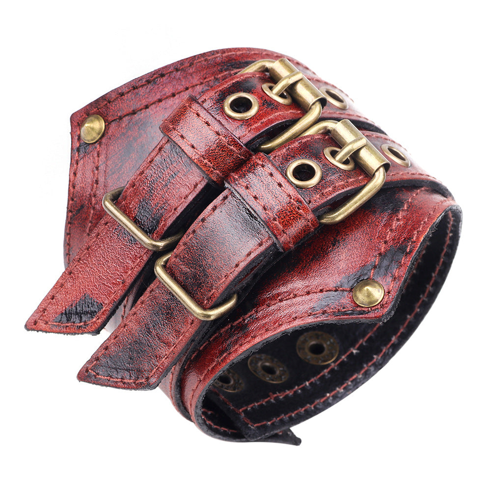 Men's Retro Style Cattle Leather Cowhide Width Bracelets