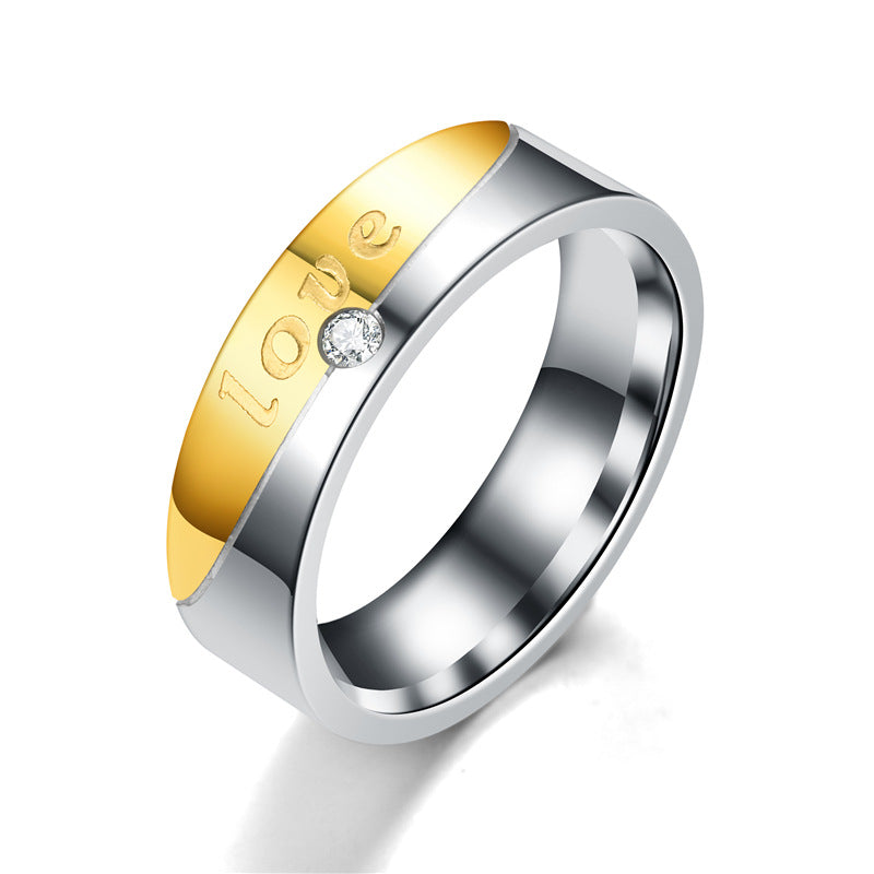 Classic Fashion Couple Flat Golden Love Rings