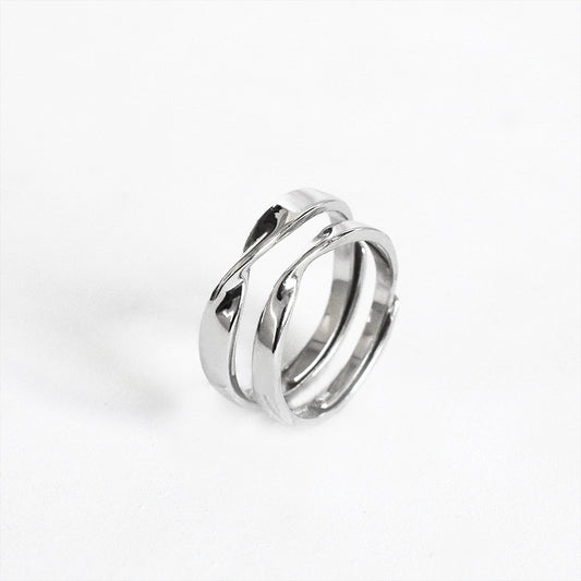Women's & Men's Lettering Design Mobius Strip Sterling Sier Couple Rings