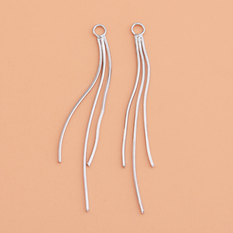Sterling Sier Snake Bones Chain Three Terms Earrings