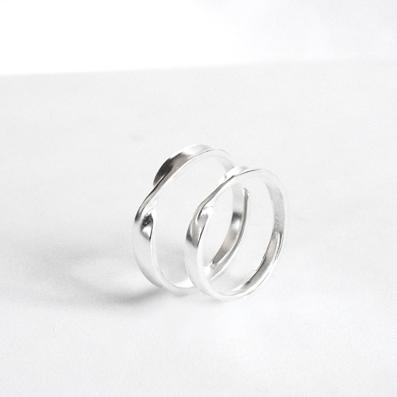 Women's & Men's Lettering Design Mobius Strip Sterling Sier Couple Rings