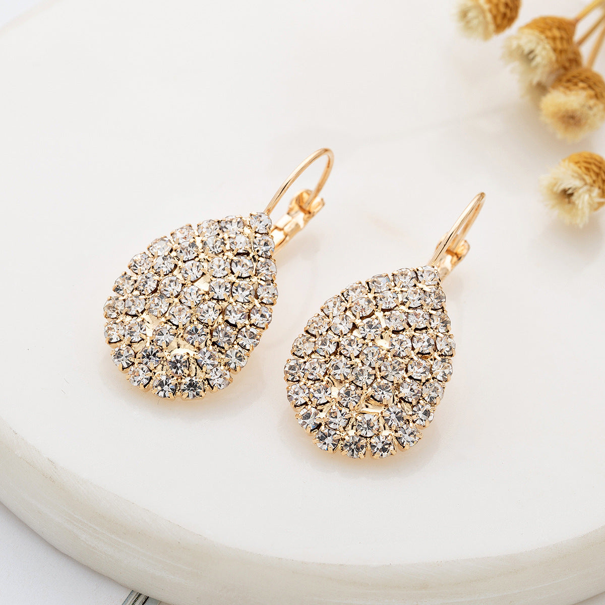 Diamond Water Drop Ear Clips Claw Earrings