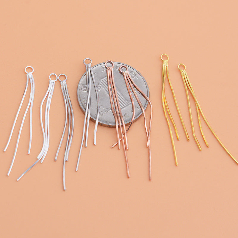 Sterling Sier Snake Bones Chain Three Terms Earrings