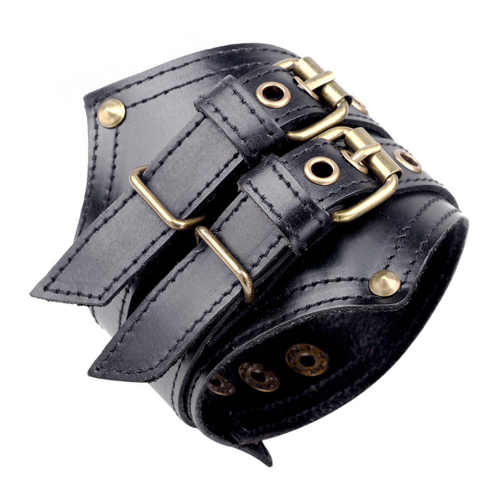 Men's Retro Style Cattle Leather Cowhide Width Bracelets