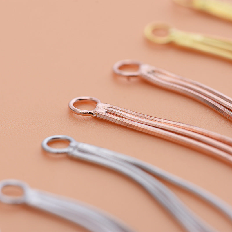 Sterling Sier Snake Bones Chain Three Terms Earrings