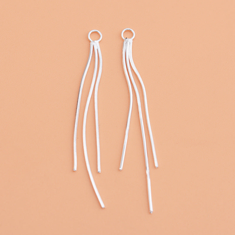 Sterling Sier Snake Bones Chain Three Terms Earrings
