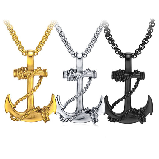Men's Boat Anchor Rudder Cross Titanium Steel Pendants