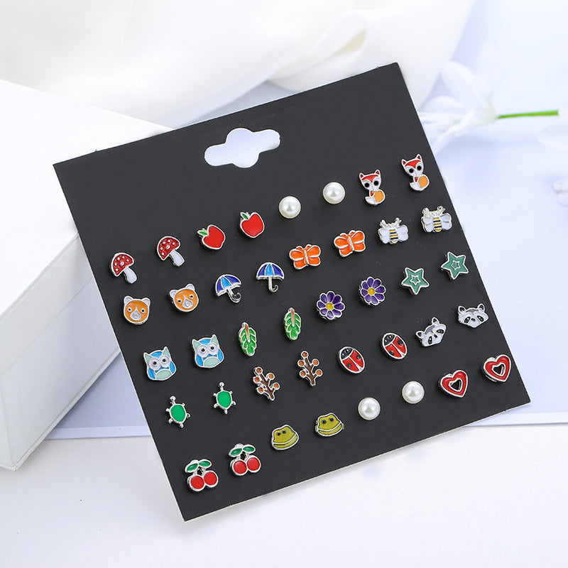 Wild Animal Fruit Combination Suit Female Earrings