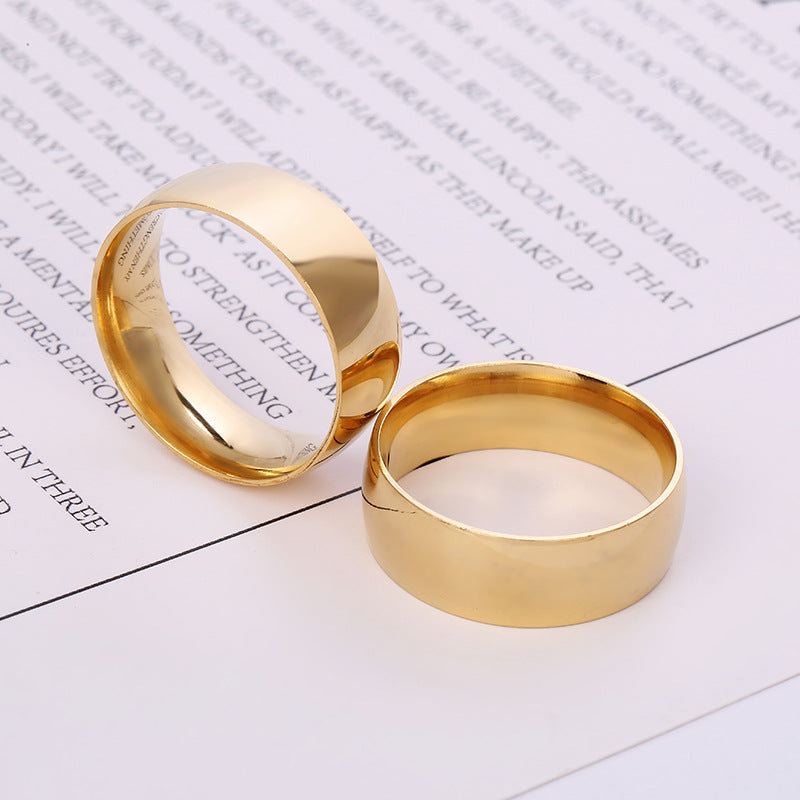 Steel Ornament Couple Titanium Bright Surface Rings