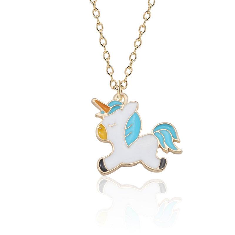 Pegasus Style Personality Rainbow Color Drop Necklaces