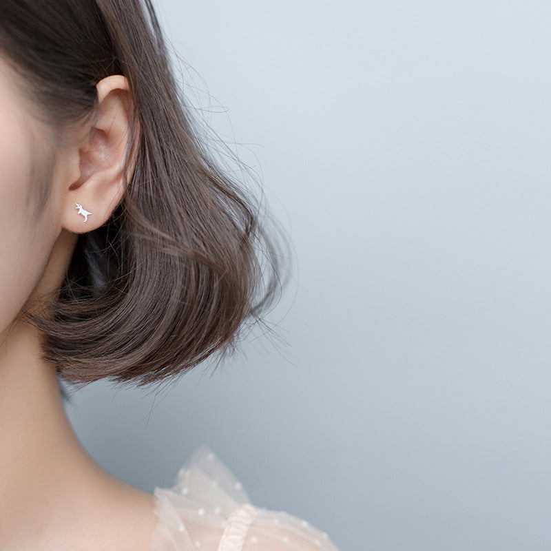 Women's Sier Simple Cute Personalized Glossy Dinosaur Fashion Earrings