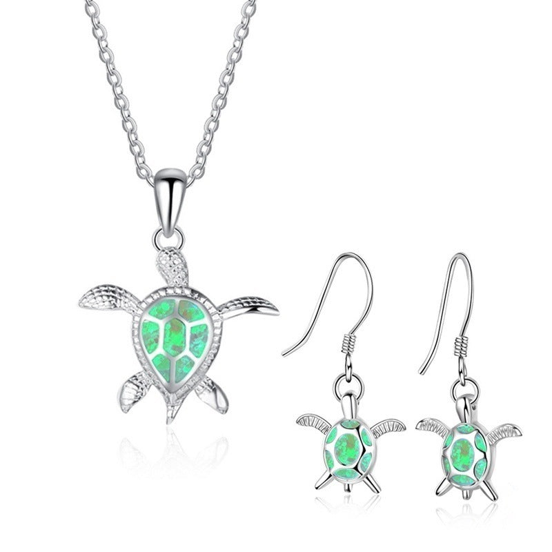 Trendy Cute Fashion Little Turtle Opal Necklaces