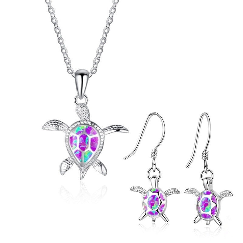 Trendy Cute Fashion Little Turtle Opal Necklaces