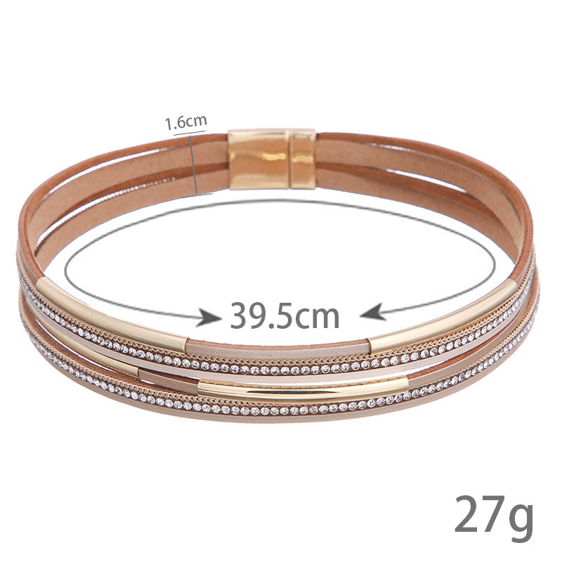 Women's Fashion Ornament Cowhide Leather Happy Tube Bracelets