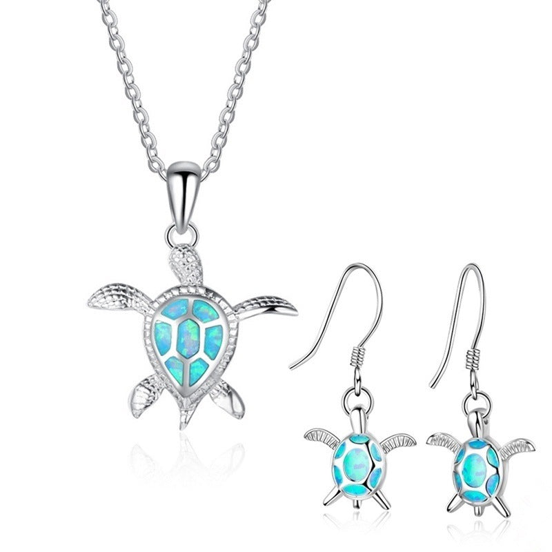 Trendy Cute Fashion Little Turtle Opal Necklaces