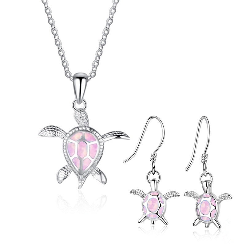 Trendy Cute Fashion Little Turtle Opal Necklaces