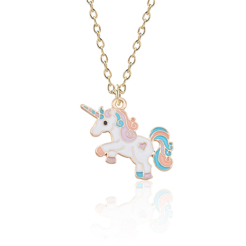 Pegasus Style Personality Rainbow Color Drop Necklaces