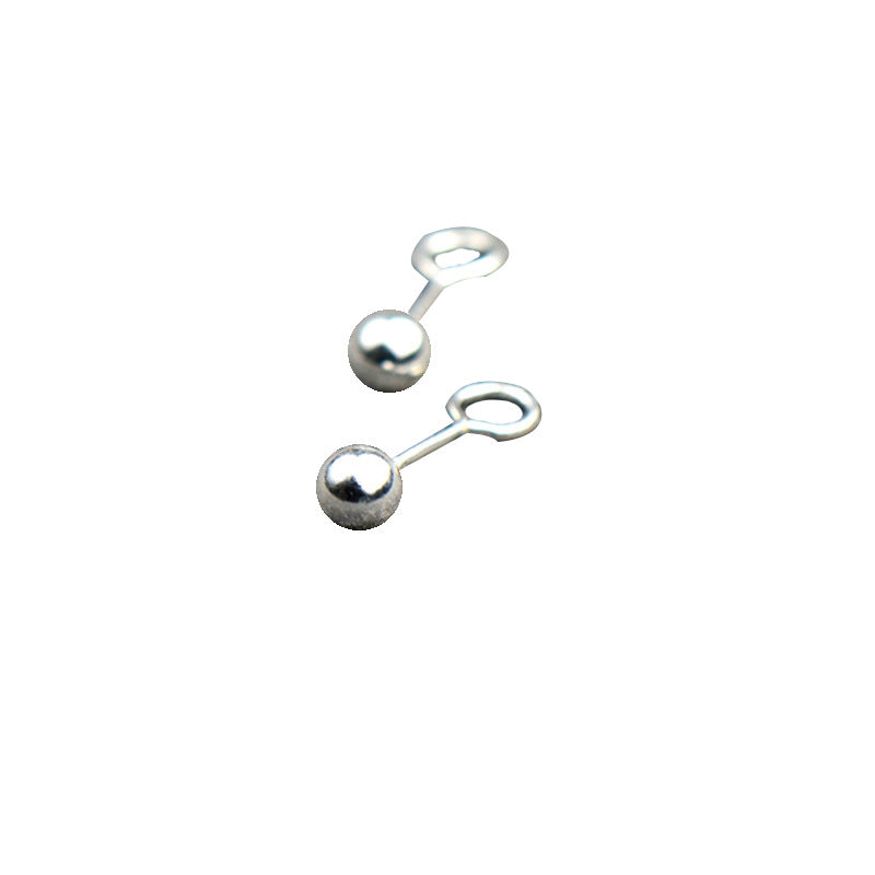 Women's Sier Handmade Glossy Ball Mini Bean-shaped Earrings