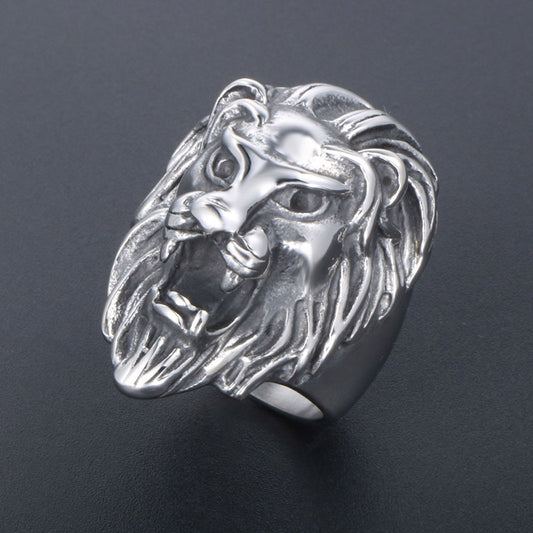 Domineering Lion's Head Peng Fan Titanium Steel Rings