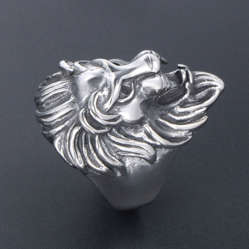 Domineering Lion's Head Peng Fan Titanium Steel Rings