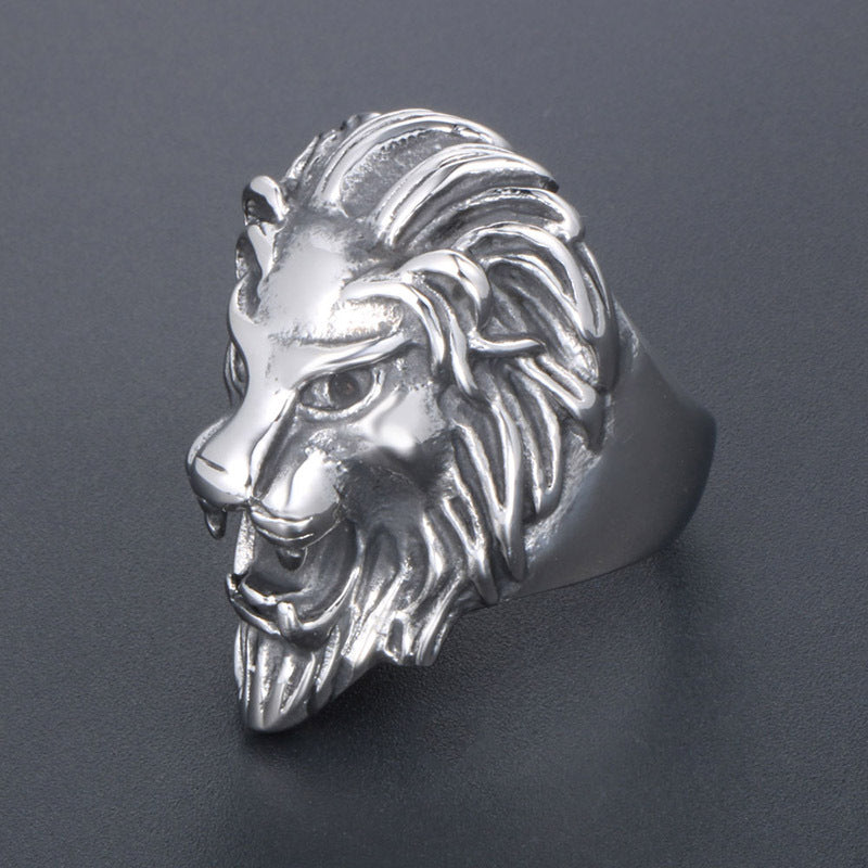 Domineering Lion's Head Peng Fan Titanium Steel Rings