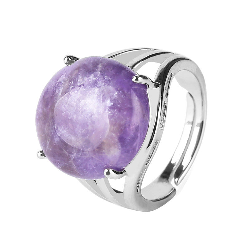 Women's Crystal Hollow Convex Round Gemstone Party Rings