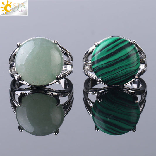 Women's Crystal Hollow Convex Round Gemstone Party Rings