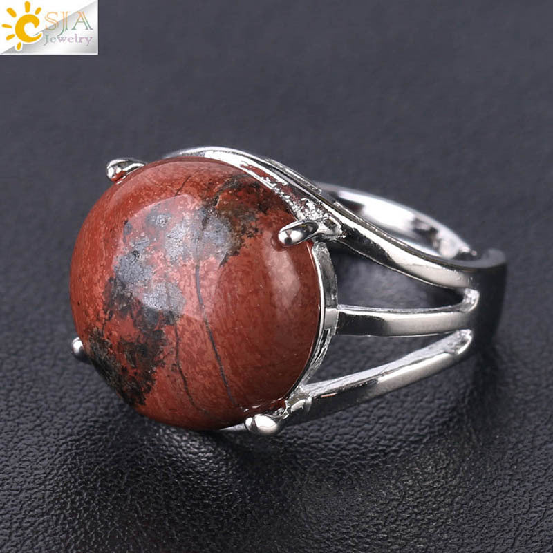 Women's Crystal Hollow Convex Round Gemstone Party Rings
