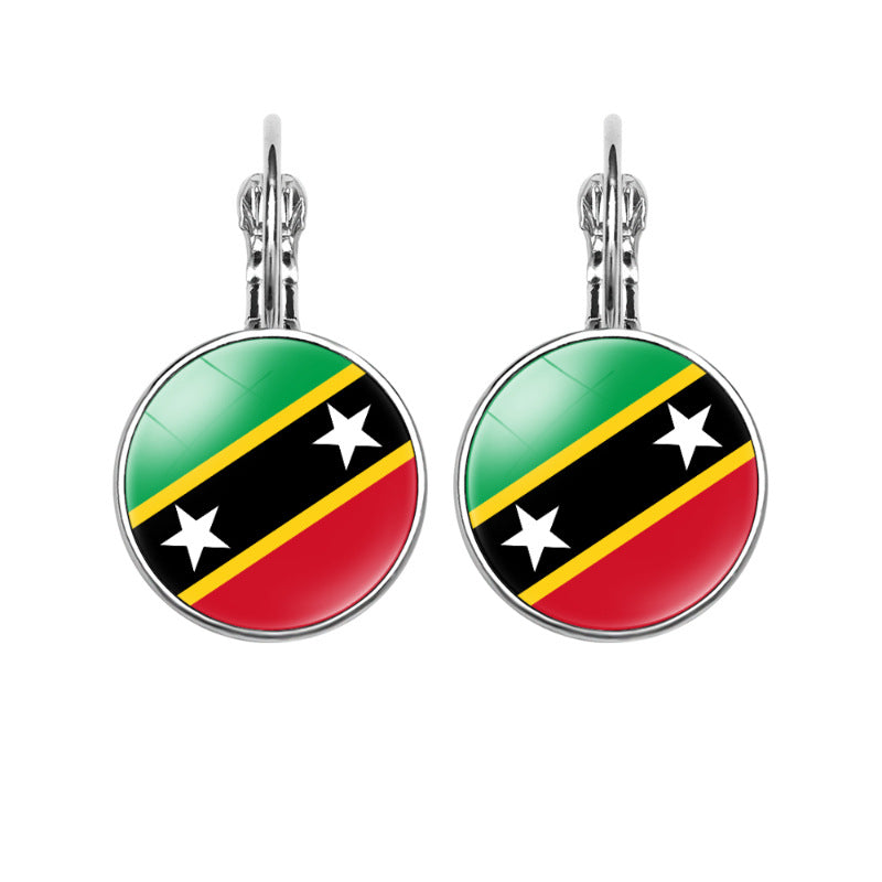 Women's National Flag Pattern Time Stone Eardrops Earrings