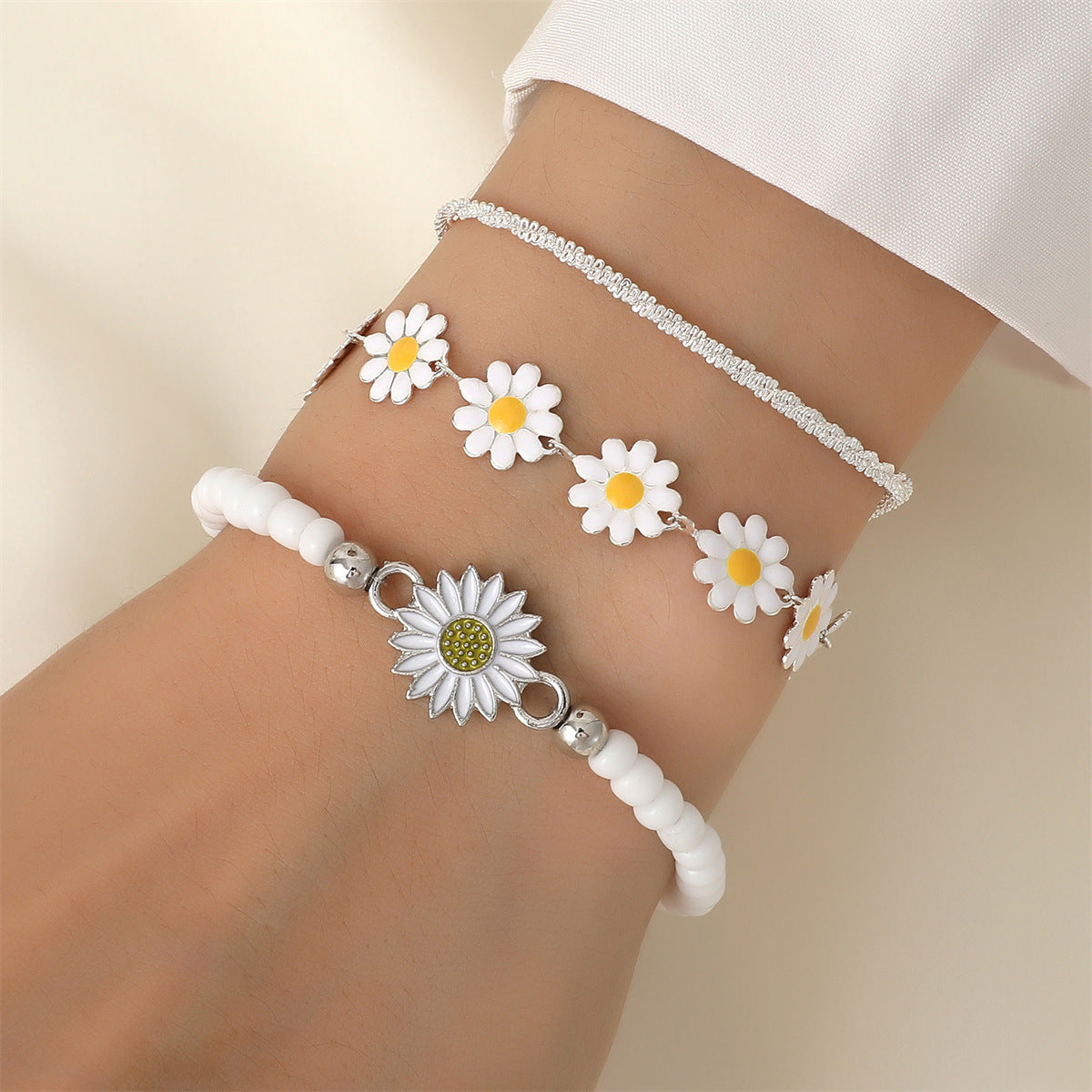 Sunflower Flower Twin Female Flash Caterpillar Bracelets