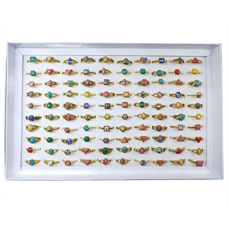 Women's Below One Yuan Geometric Modeling Imitation Turquoise Rings