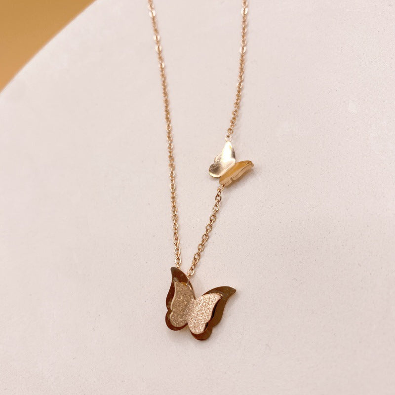 Women's Steel Electroplated Golden Butterfly Simple Graceful Clavicle Necklaces