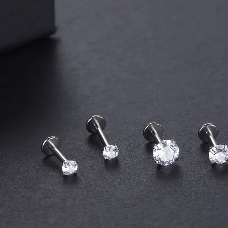 Ear Bone Zircon Labret Steel Internal Teeth Human Earrings