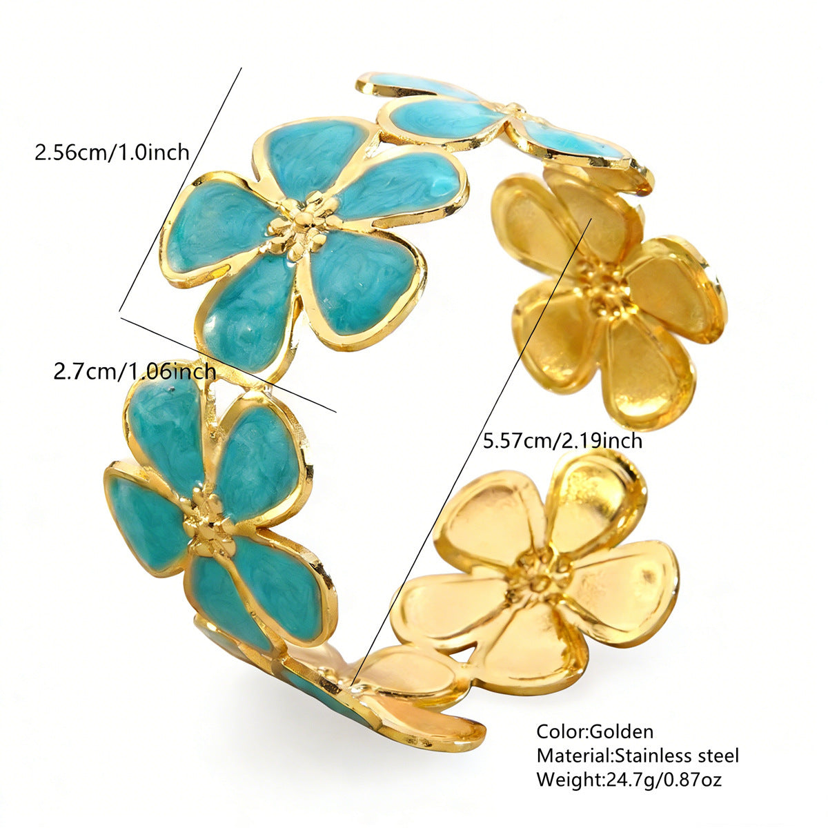 Steel Oil Dripping Cherry Special Interest Light Luxury Flowers Openings Bracelet