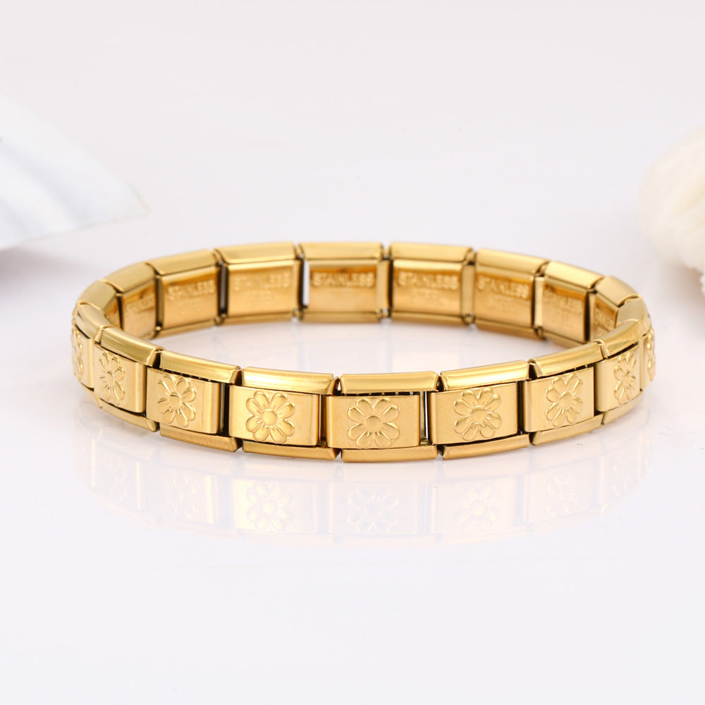 Stainless Steel Module Gold-plated Smiley Dolphin Bracelets