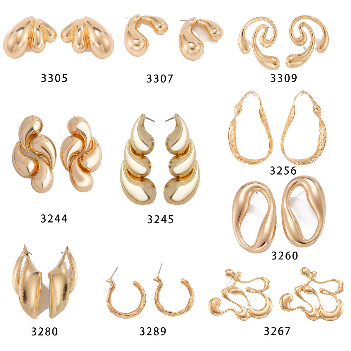 Comma Design Sense Female Geometric Glossy Earrings